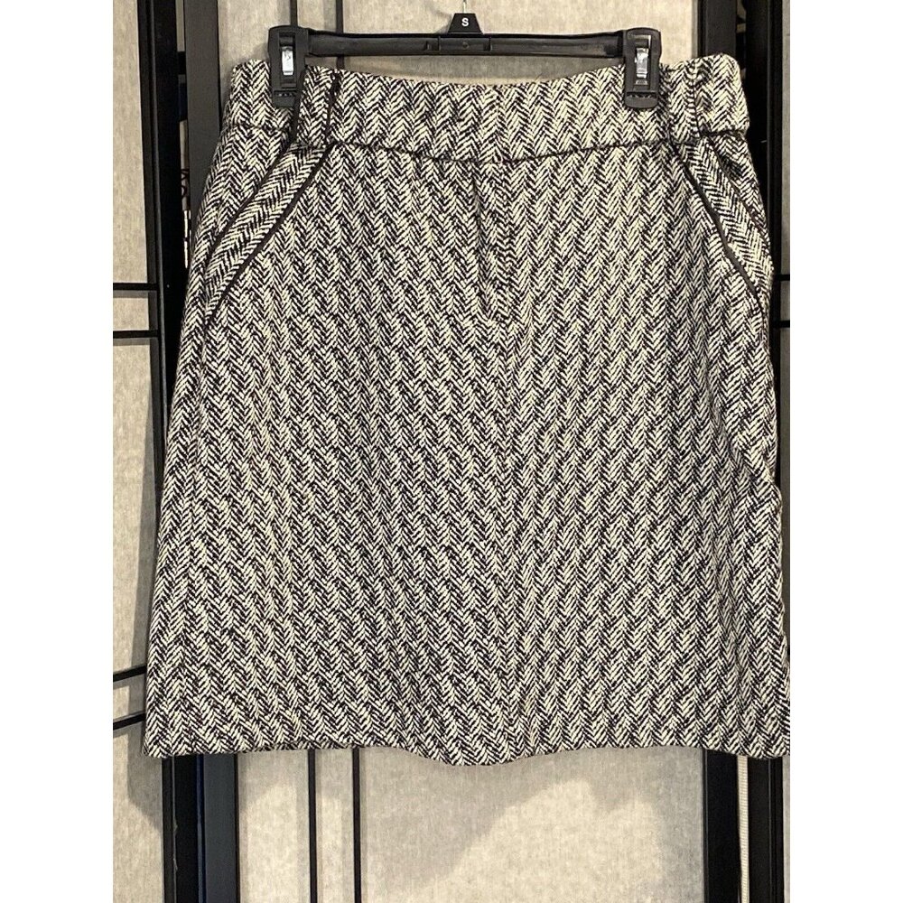 WOMEN'S HERRINGBONE CONTEMPORARY EDGE WOOL BLEND Skirt With Pockets! Size 10